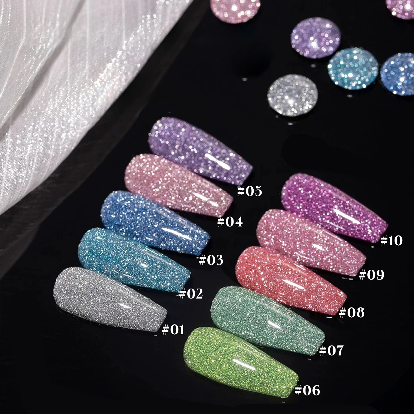 MIANEL 1-12 قطعة 12 مللي الصيف الأظافر وامض الزجاج كسر الماس هلام طلاء الأظافر بريق هلام البولندية 2025 جديد الليزر ديسكو جل