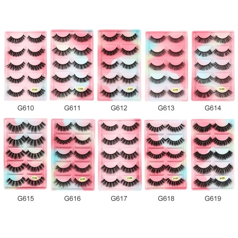 10 paar Handgemachte Falsche Wimpern + Pinzette Make-Up Volume 3D Flauschigen Natürliche Starke Lange Leichte Club Party Helle Reusable