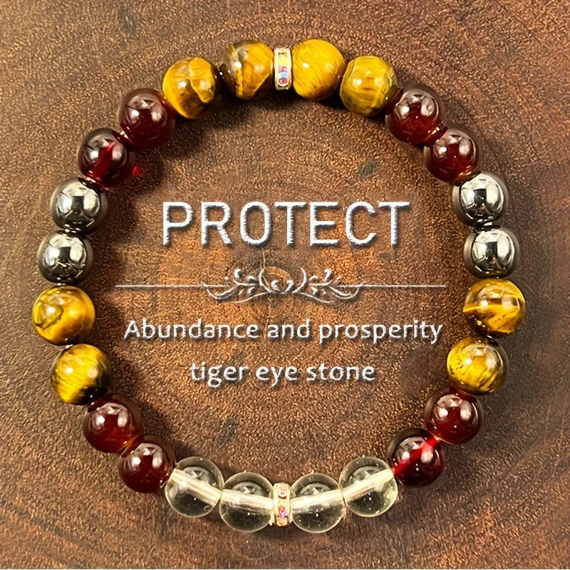 1pc/ women's protection bracelet 8mm natural stone tiger eye stone means richness and prosperity and can be used as a gift for f