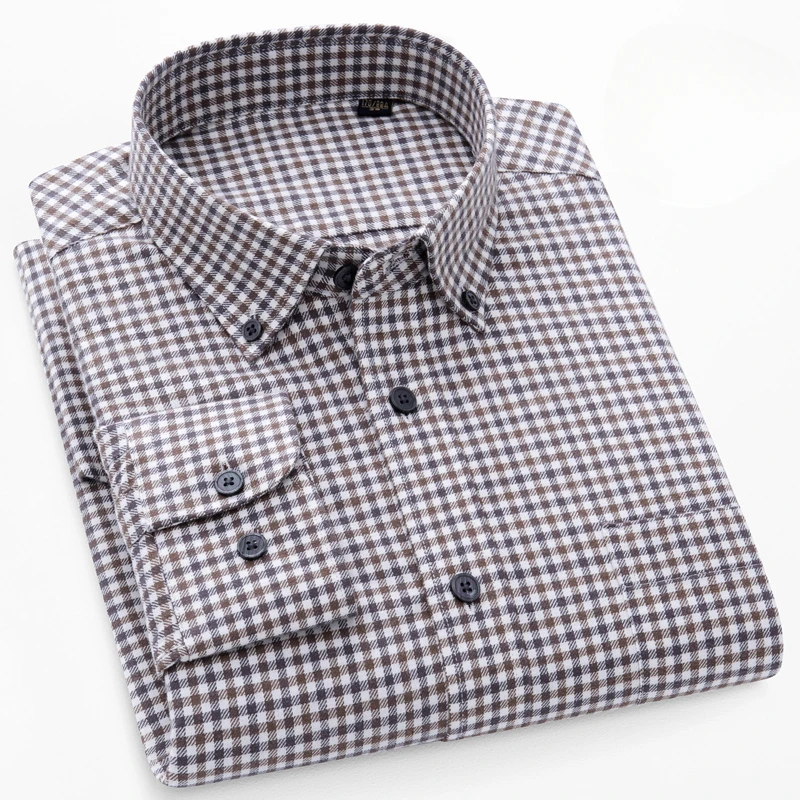 100%cotton sanding ovre size shirts for men slim fit formal plain shirt soft plaid tops casual hight qulity business clothes