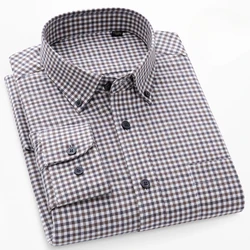 100% Katoenen Schuren Ovre Maat Shirts Voor Mannen Slim Fit Formeel Effen Overhemd Zacht Geruit Tops Casual Hight Qulity Business Kleding