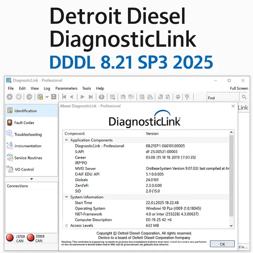DDDL 8.21 SP3 [05.2025] + DDCT + DDRS + DDEC Detroit Herramienta de calibración de enlace de diagnóstico diésel Freightliner EPA07 EPA10 GHG14