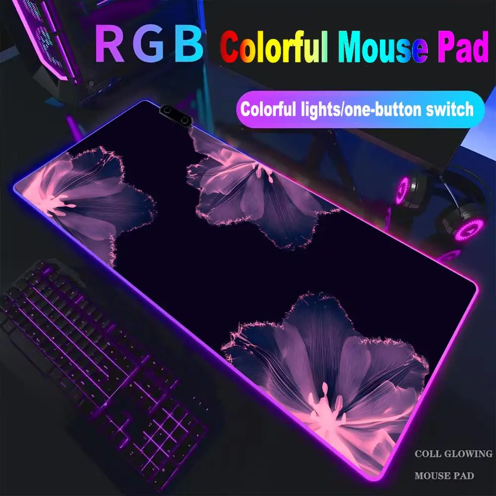 Mouse Pad High-end E-sports Nice Flower Mouse Pad XAXC RGB Mouse Pad LED Pc Large Student Writing Pad Gamer Luminous Desk Ma