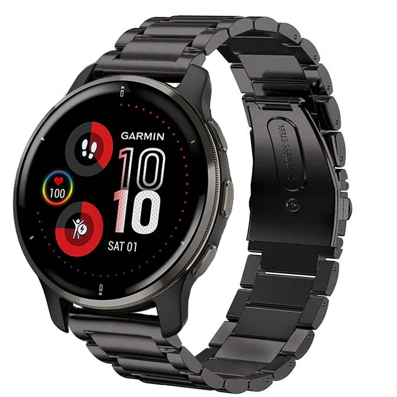 Pulseira de relógio em aço inoxidável, bracelete em metal, Garmin Venu 2, Bracelete inteligente 2S Plus, Garmin Vivoactive 3, 4, 4S, 18mm, 20mm, 22mm