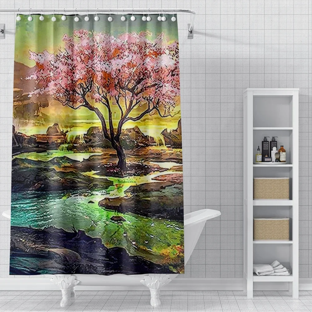 home shower curtains for bathroom Oil painting style waterproof fabric bathroom Curtains modern shower curtain 180x200 240x200