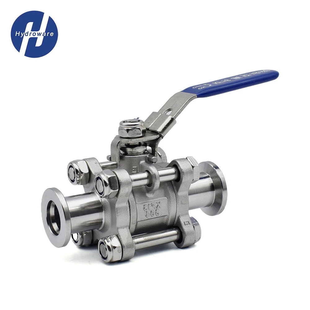 KF Three Piece Manual High Vacuum Ball Valve SS304 Stainless Steel KF16 KF25 KF40 KF50 Quick Install Flange