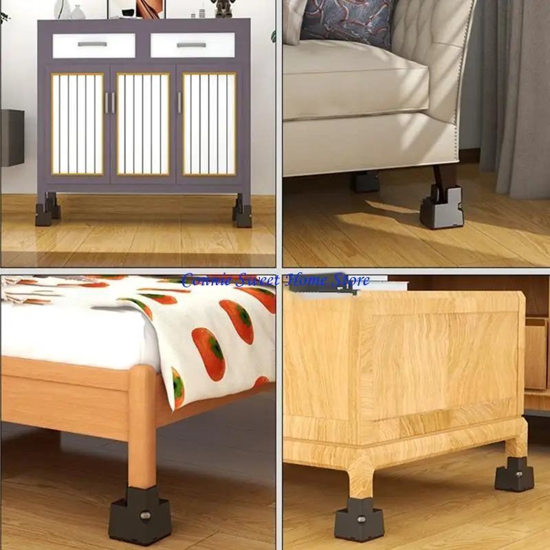 LXAF 4Pcs Bed Table Raiser Feet Leg Lift Furniture Raisers Adjustable Chair Risers