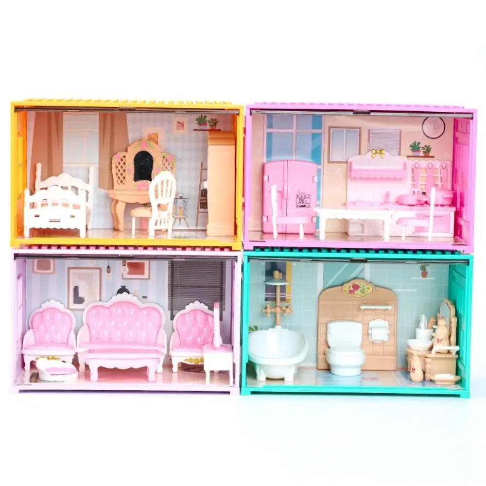 

Scene Decoration Dollhouse Furniture Container Pretend Play Dustproof Miniature Furniture Box Bathroom Bedroom Kawaii