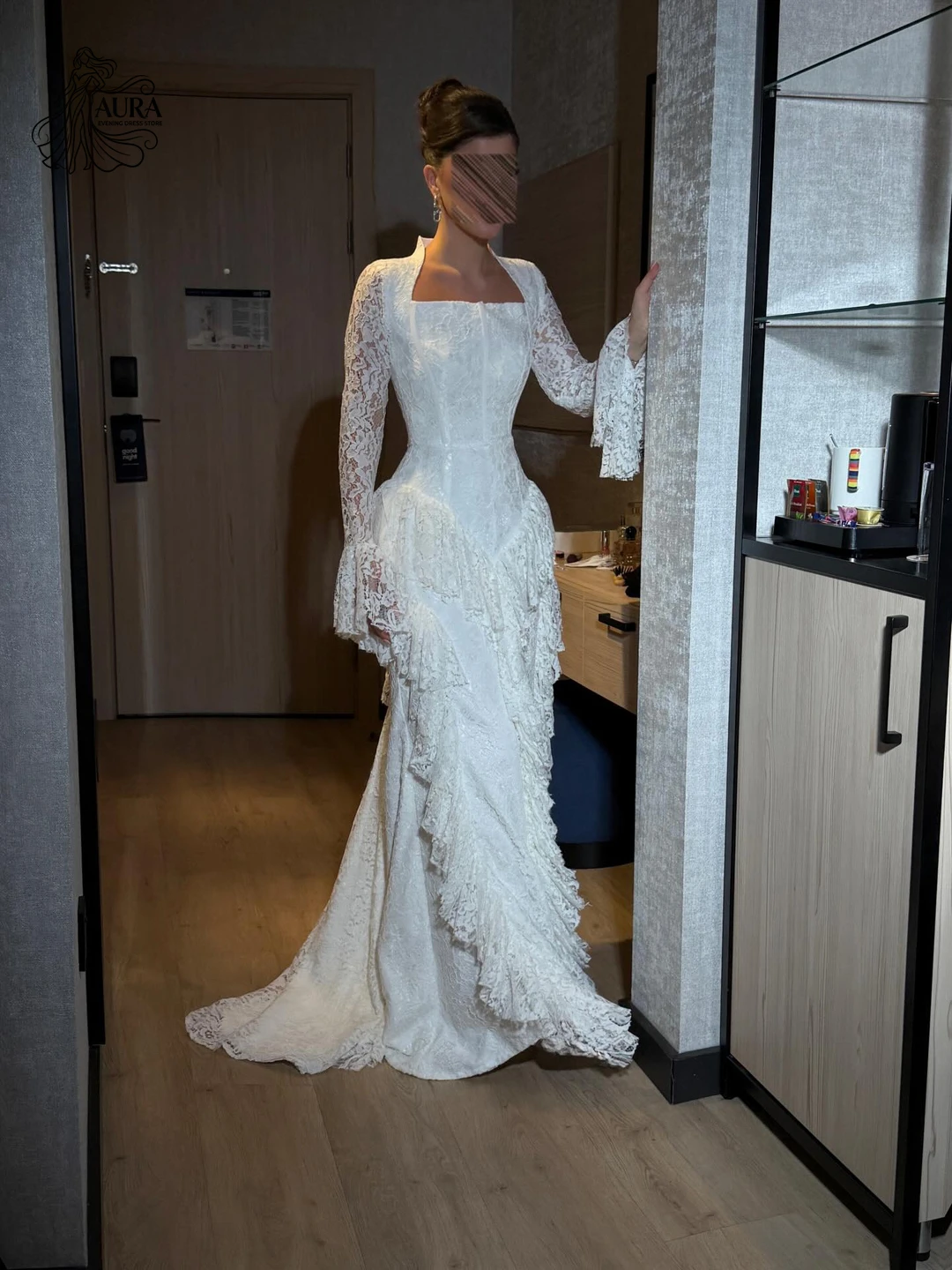 Aura Fishtail Skirt Women's Evening Dress White Long Sleeves Luxury Elegant Party Dresses for Wedding Woman Custom Made Prom