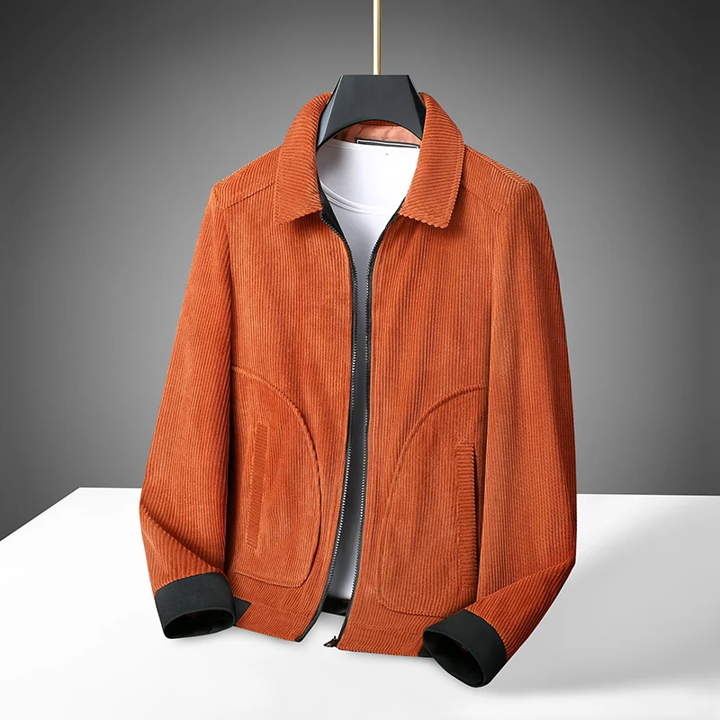 Men\'s High-Quality Corduroy Jacket plus Size Lapel Thick Autumn Winter Warm Casual Gown for Older Generations