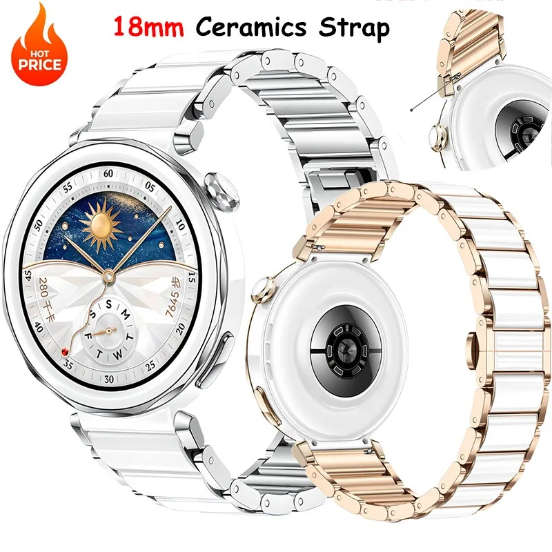 Neue 18mm Keramik Armband Für Huawei Uhr GT5 Pro 42mm GT6-5 41mm Frau Luxus Armband Armband für Huawei Uhr GT6-5-4 41mm