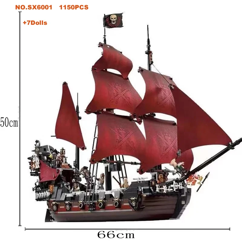 The Caribbean Compatible With Pirates Ships Building Blocks Idea Queen Anne\'s Revenge Ship Models Bricks Toys For Kids Boys Gift