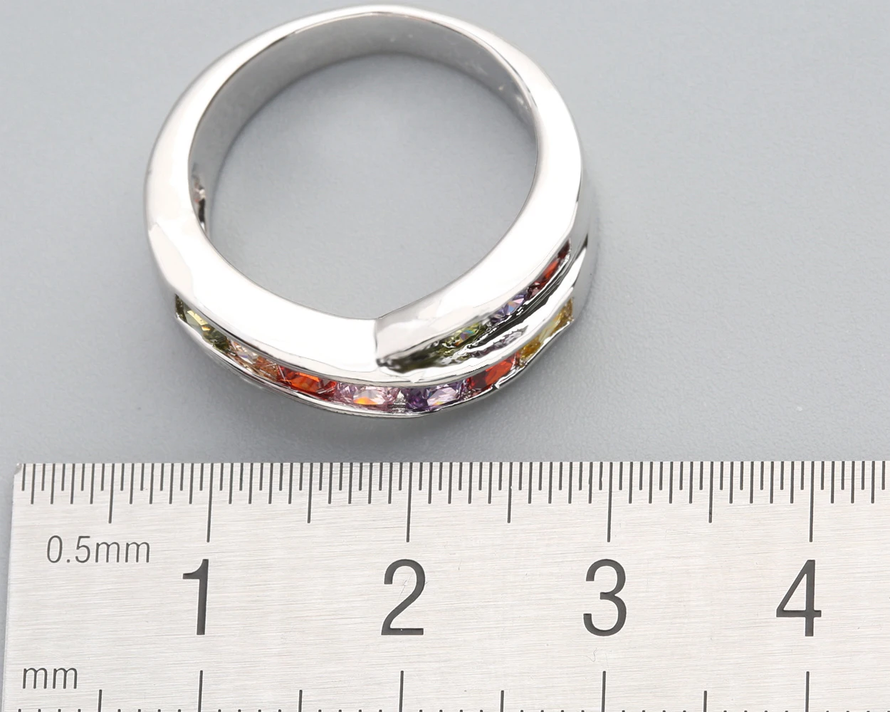 3*3mm Muti-color Topaz 925 Sterling Silver Ring Q0041-V