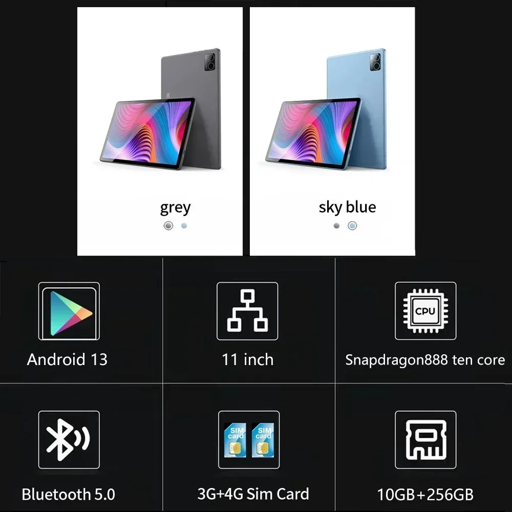 تابلت Android Original، Android 13,3G، 4G LTE، 10GB de RAM، 256GB ROM، ثماني النواة، 10.1، Internet، Wi-Fi، Internet، BT teclast