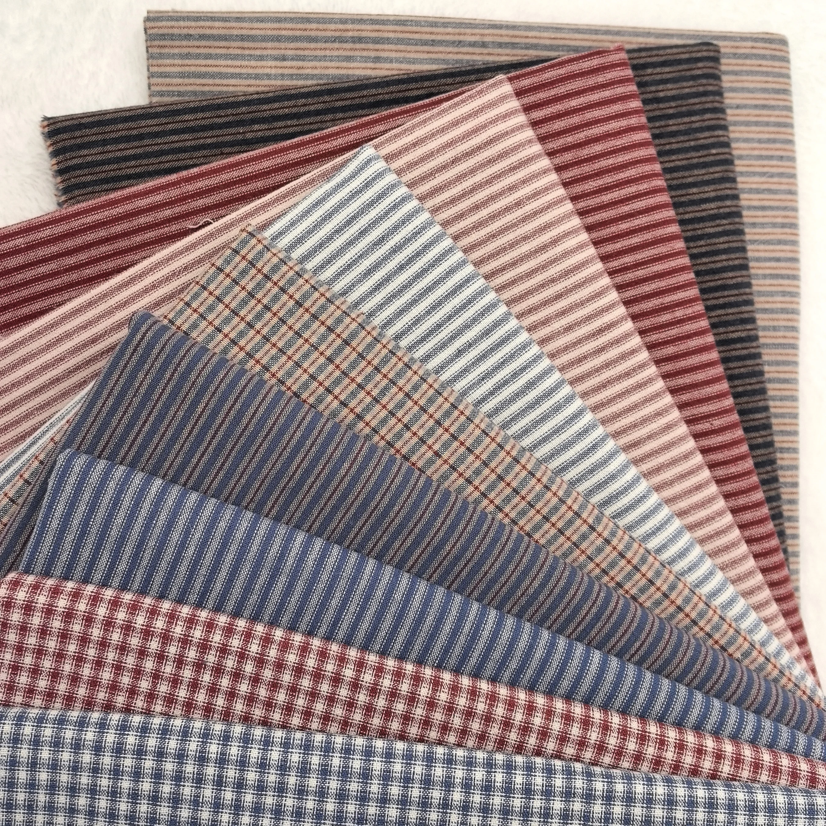 

Striped grid yarn-dyed first dye woven cotton plaid brocade patchwork quilt craft fabric cloth DIY stitch sew doll clothes