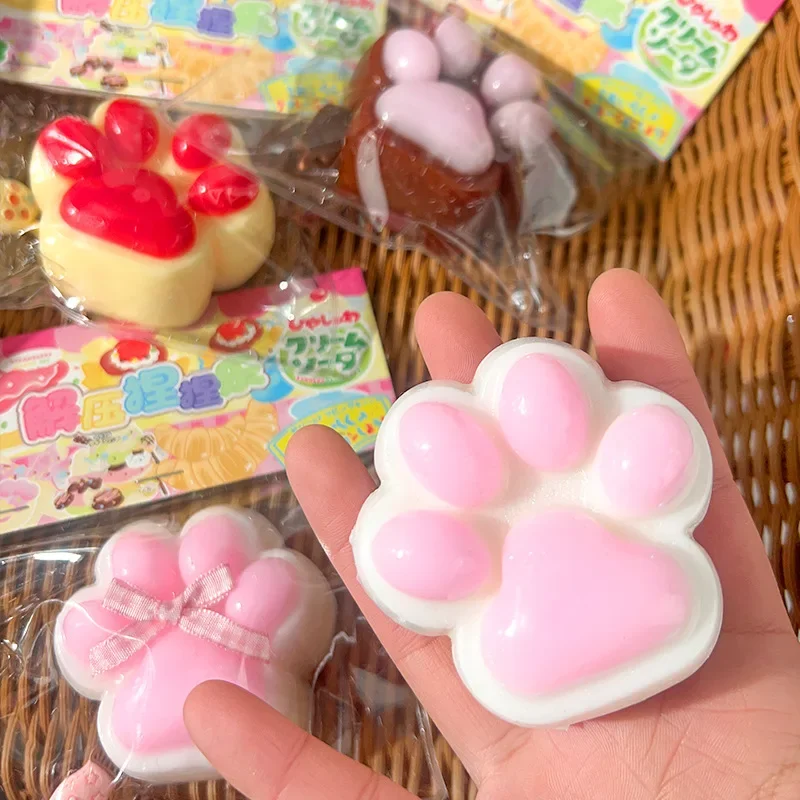 Cat Paw Mochi Taba Squishy Fidget Toy Cute Plush Cat Paw Silicone Slow Rebound Pinch Decompression Toy Stress Release Vent Toy