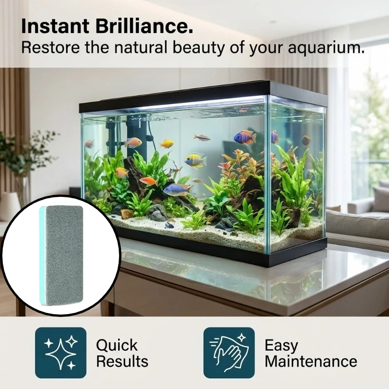 Aquarium Glass Cleaning  Fish Tank Algae Limescale Remover Reusable Magic Scrub Pad Cleaner for Aquarium Tank Glass Wall