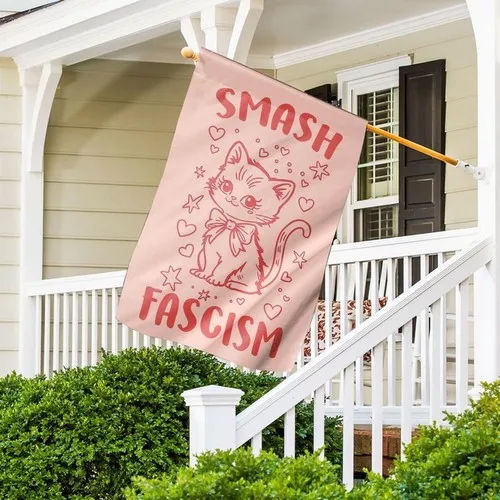 Smash Fascism Garden Flag, Leftist Garden Flag, Antifascist Garden Flags, Protes RRI