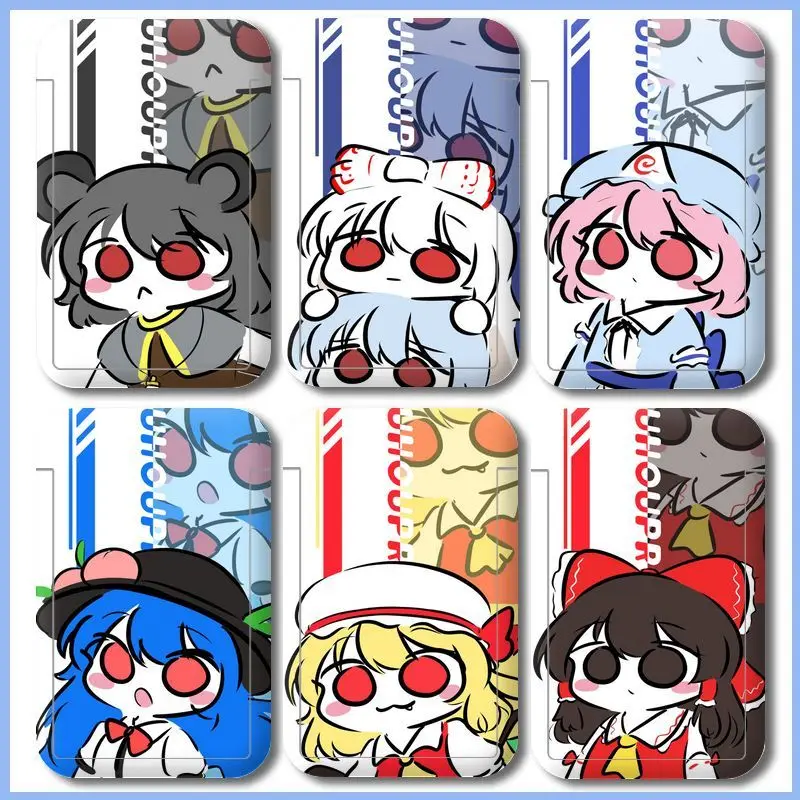 Touhou Project Ferrule Hakurei Reimu Student Meal Card Keychain Man Set Cart Key Chain Women Key Holder Keyring Pendant Porte