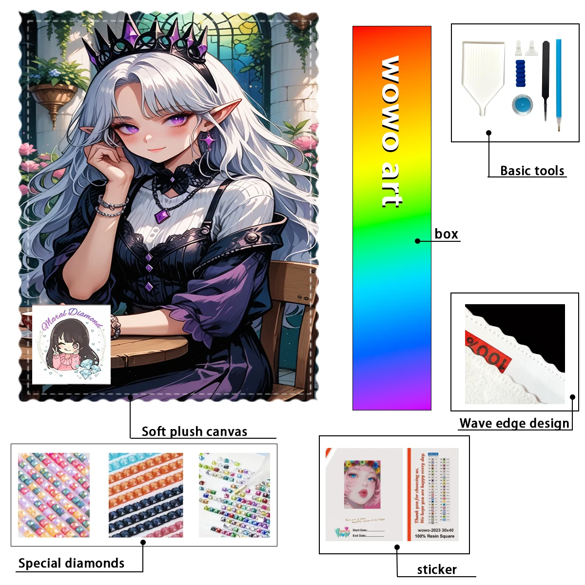 

【macal_ Diamond Art】La chica con oídos de elfo Crystal AB Rhinestone FD Rhinestone Perfect Resin Diamond