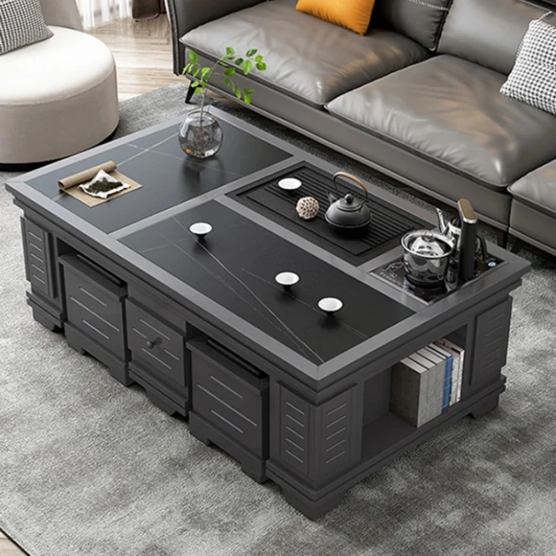 Storage Living Room Coffee Table Luxury Modern Design Wood Floor Nordic Moving Coffee Table Mesa Auxiliar Lounge Suite Furniture