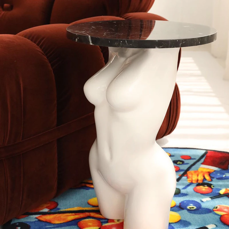 Home Decor Furniture Small Round Coffee Table Sexy Model Statue Ornaments Decorative Figures Trendy Bedside Tables Holiday Gifts