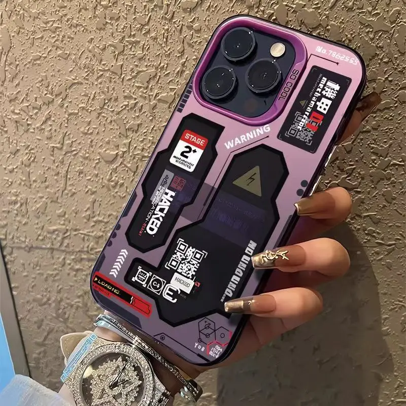 メカニカルなメカスタイルのiPhoneケース（iPhone 17、16、15、14、13、12、11 Pro Max、XR、XS MAX、7、8 PLUS、MINI、Air対応）INS風ラグジュアリーマットカバー