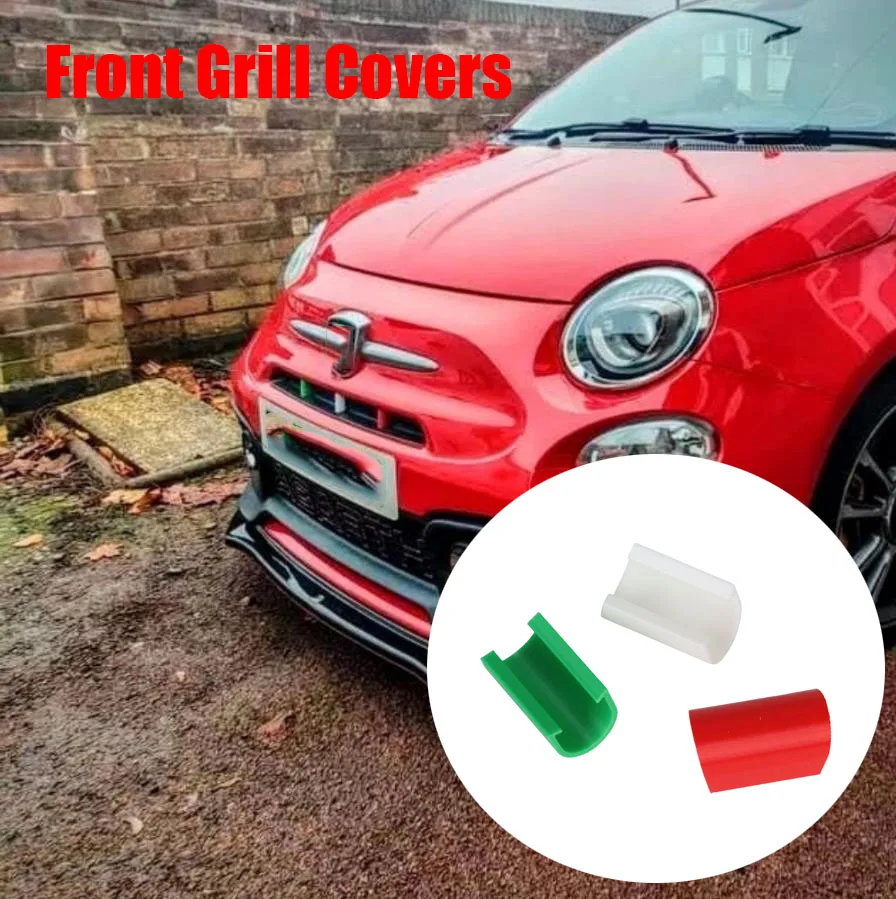 3PC Car Front Grill Covers for Fiat Abarth Front Grill Covers Decoration 595 Series 4 (2016–2024) Italian Tricolore Accessories view 4