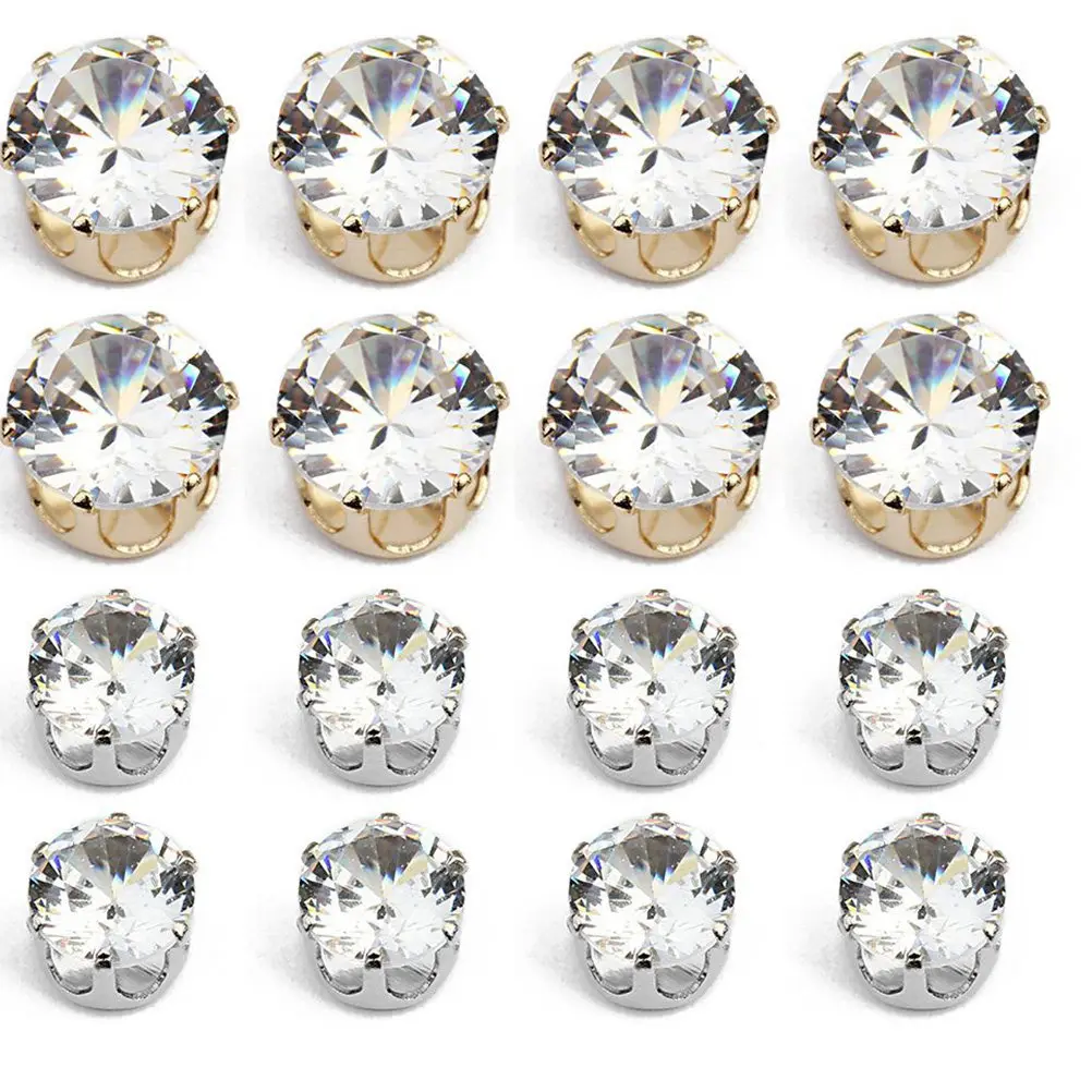 50Pcs Zircon Mounts DIY Ring Supplies 8Mm Copper Base Zircon Rhinestone Jewelry Parts Party Engagement Prom Accessories