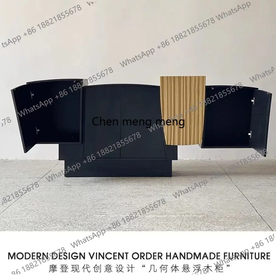 

Italian minimalist special-shaped tea cabinet, designer entrance cabinet, antique decorative cabinet, modern simple black