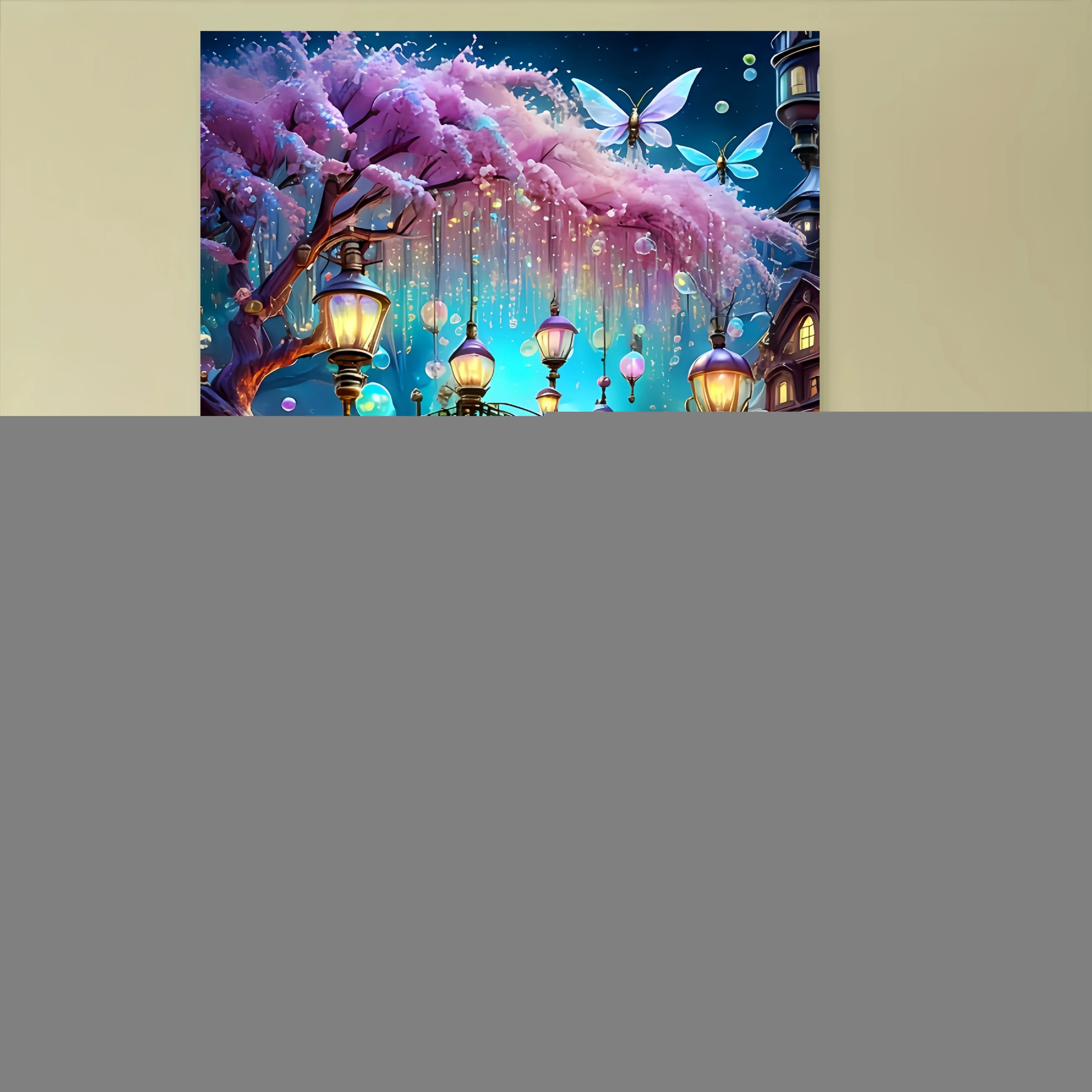 Rompecabezas mágico de puente nocturno y río con linternas brillantes, rompecabezas grande (50x70cm), cardboa blanco grueso, 1000 Uds.