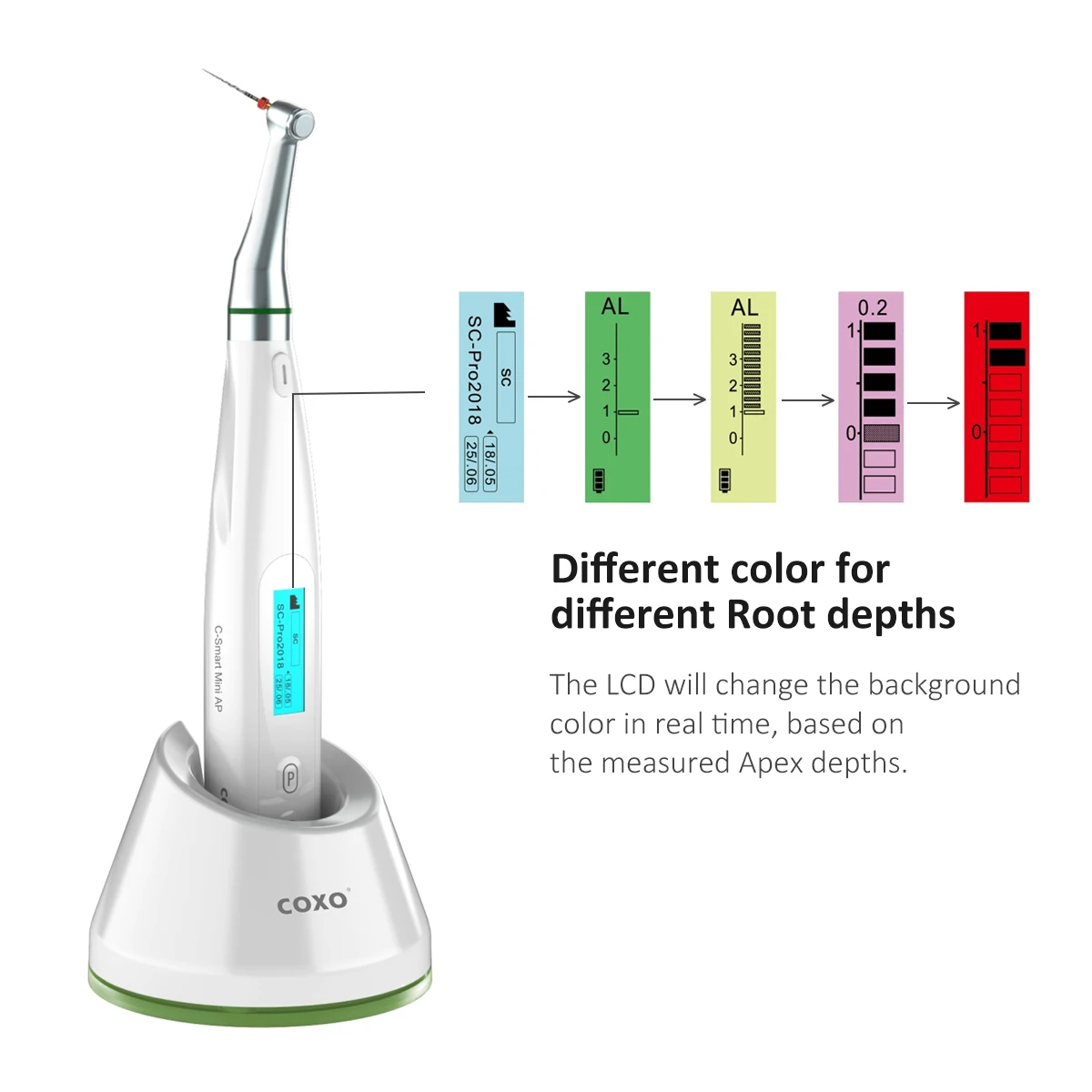 COXO C-SMART MINI AP Dental Wireless Endo Motor with Apex Locator 16:1 Mini Angle Head Dental Root Canal Preparation Machine