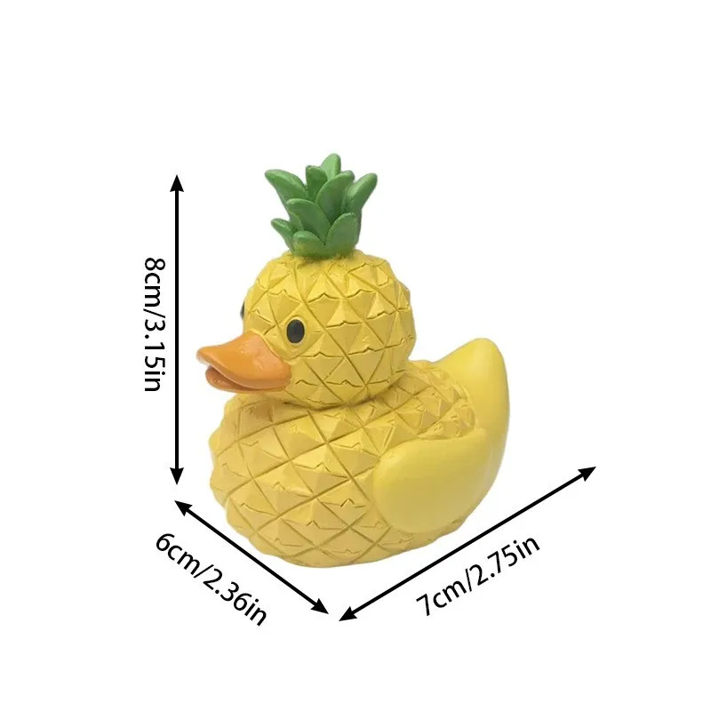 Pineapple Duck Resin Figurine, Cute Tropical Fruit Duck Statue for Desk & Home Decor