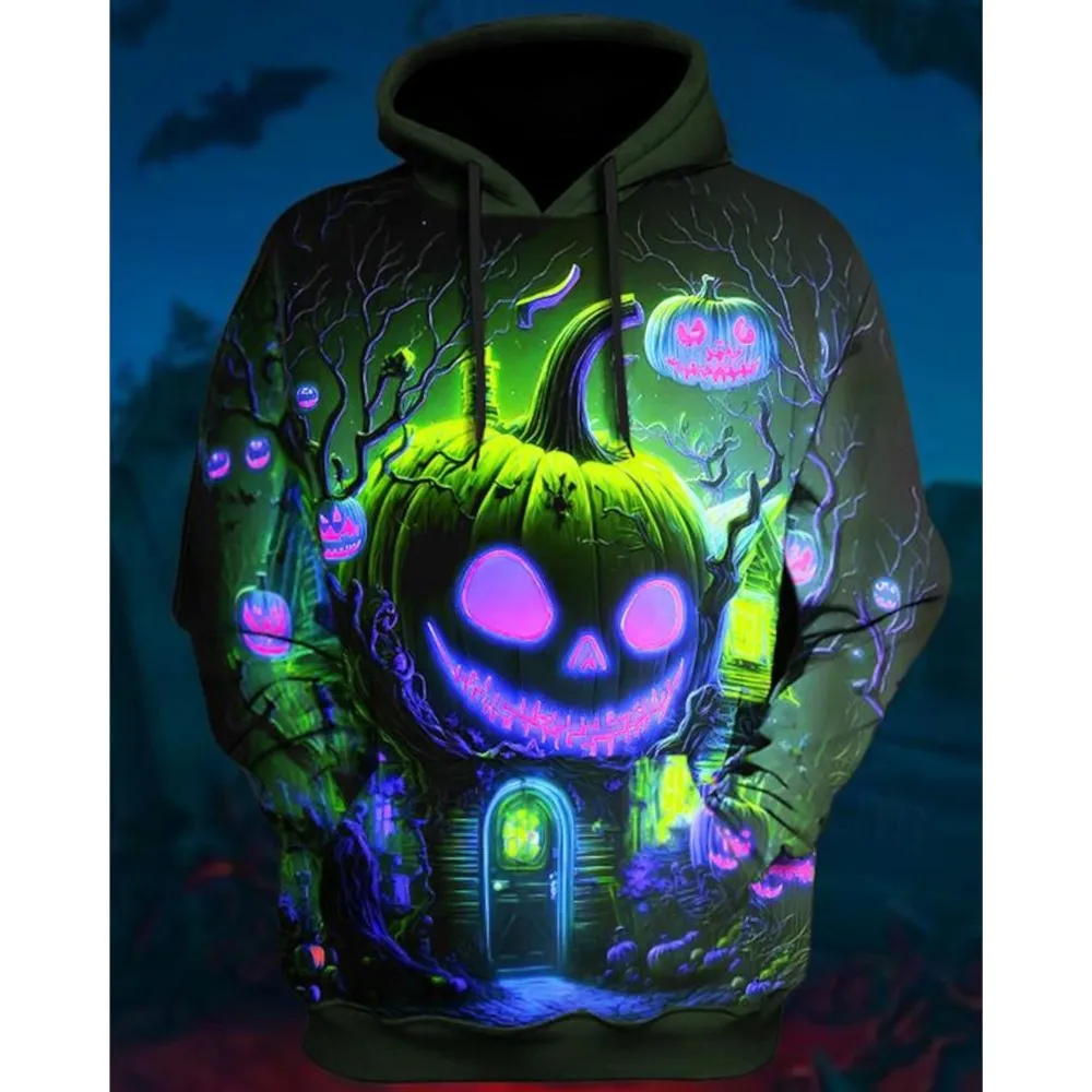 هوديي نمط Harajuku ثلاثية الأبعاد مطبوعة هالوين اليقطين طباعة مقنعين البلوز الرجال والنساء موضة قميص غير رسمي مقنعين البلوز