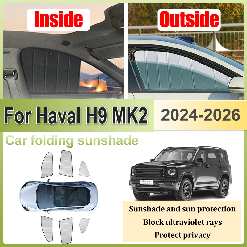 

Car Full Cover Sunshades For Haval H9 MK2 2024 Accessories 2025 2026 Sun Shades Window Sun Visors Auto Privacy Shading Covers