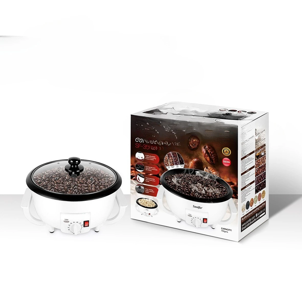 Piccolo essiccatore automatico per chicchi di caffè domestico