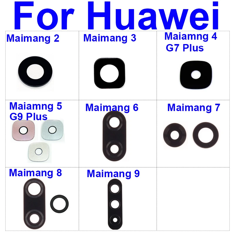 

Объектив задней камеры для Huawei Maimang 2 3 4 5 6 7 8 9 G7 G9 G10 Plus Стеклянный объектив камеры Прозрачное стекло Объектив + детали наклейки