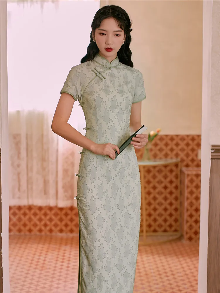 

Women Lady Traditional Elegant Cheongsam Dress Qi Pao Temperament Slimming Long