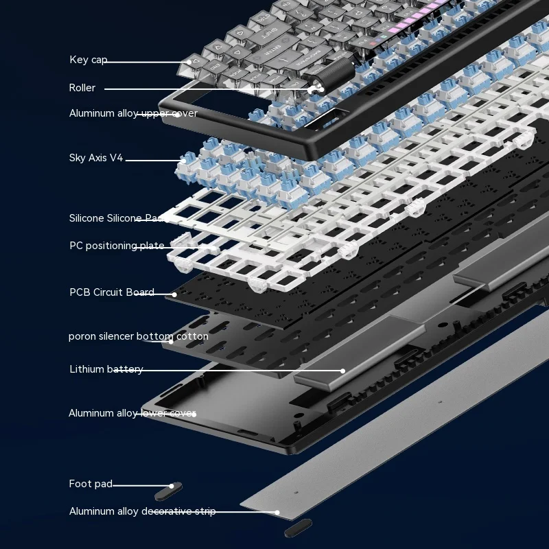 The New Daryou A84pro Three-mode Wireless Customized Mechanical Keyboard Gasket Structure Full-key Hot Plug Office Home Keyboard