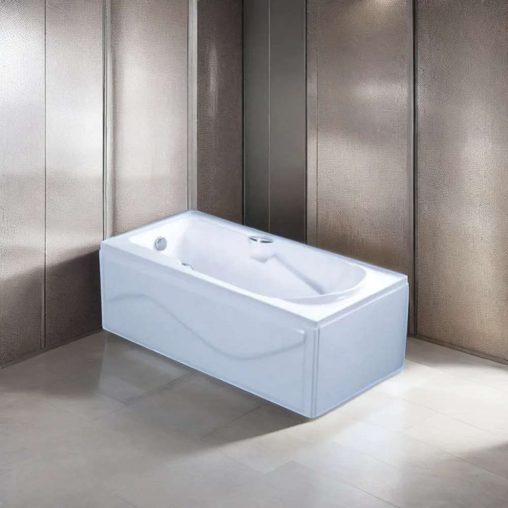 

White Acrylic Bathtub Luxury Modern Style 1.5m Drop-In Apron Price 1200 1300 1500 1600 1700mm Sizes Drainer Bathroom