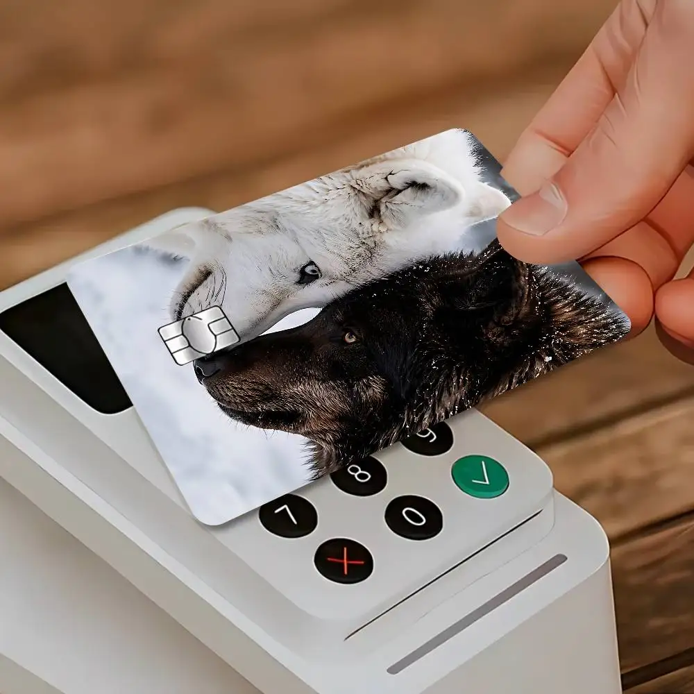 Snow Wolf Card Stickers Cartoon Decorative Small Waterproof Chip 4PCS Card Sticker New Anti-Scratch