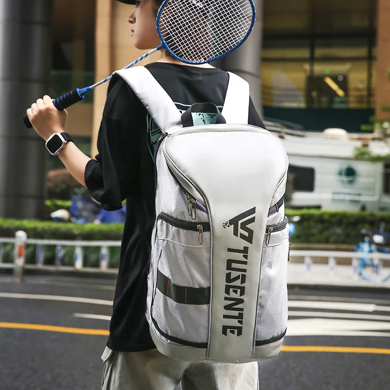 Men's And Women's Racquet Sport Bag Large Capacity Tennis Racket Pack Court Bag Badminton Racket Backpack And Shoe Bag Black New