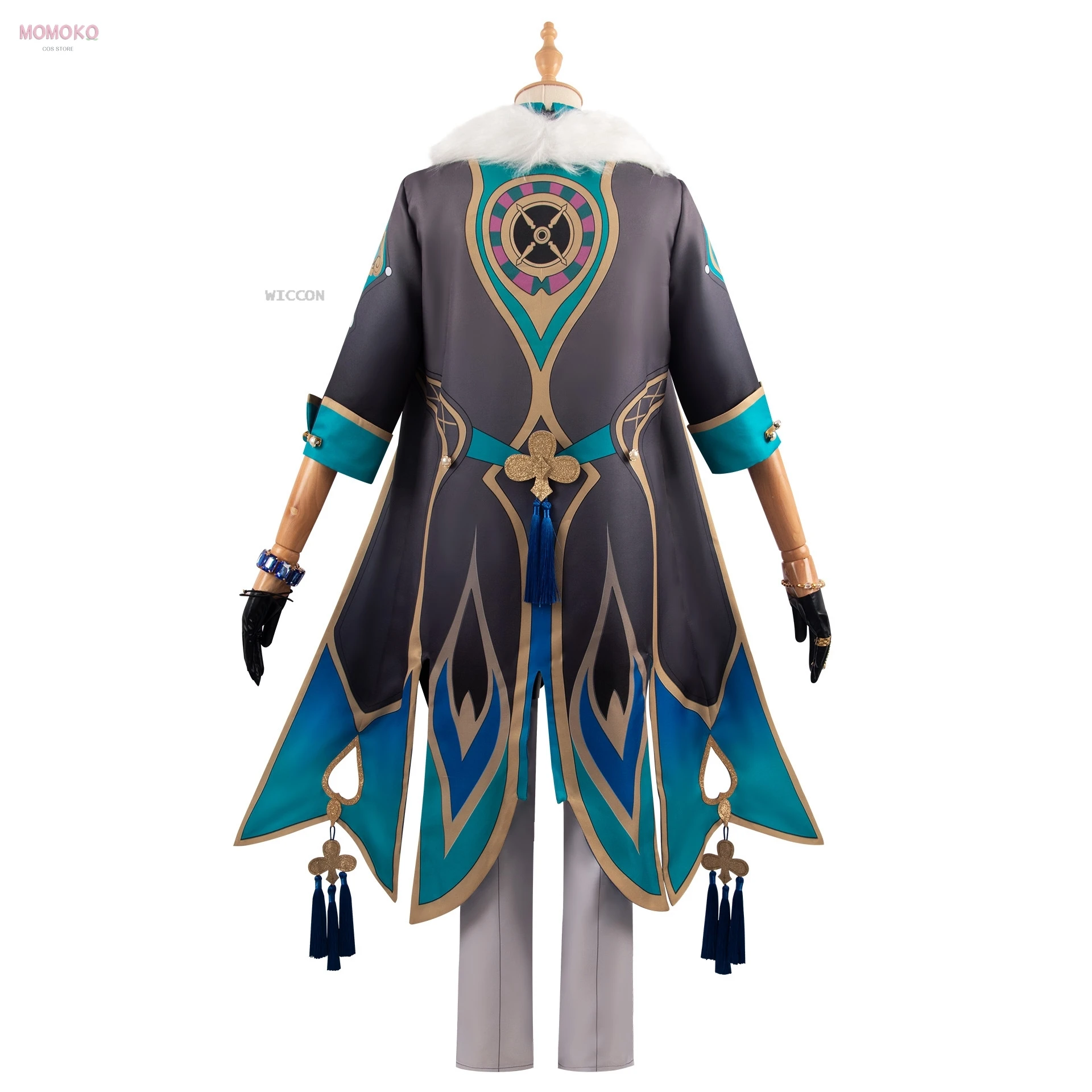 Aventurine Cosplay Costume Perruque pour Homme, Jeu Honkai: Star Rail, Humanoïde, Anime Cosplay, ixd'Halloween, Vêtements, Boucle d'Oreille, Tatouage Autocollant