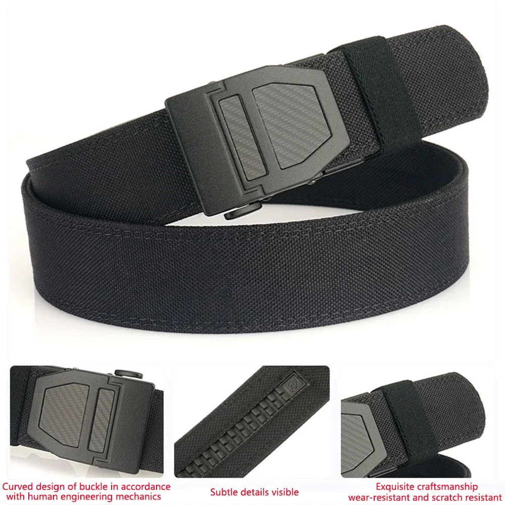 TUSHI Brand Double Layered Thickened Tactical Belt Men's Enthusiasts Outdoor Nylon 3.8 Upgraded Automatic Buckle Gun