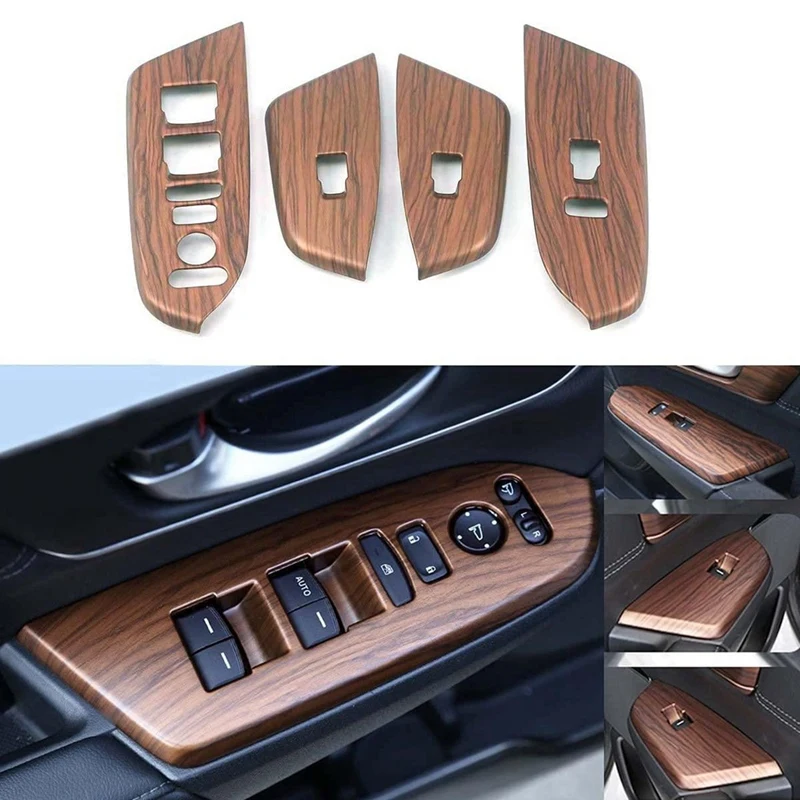 For Honda CRV CR-V 2017-2021 Peach Wood Grain Window Lift Control Panel Armrest Cover Door Switch Trim Decal Accessories