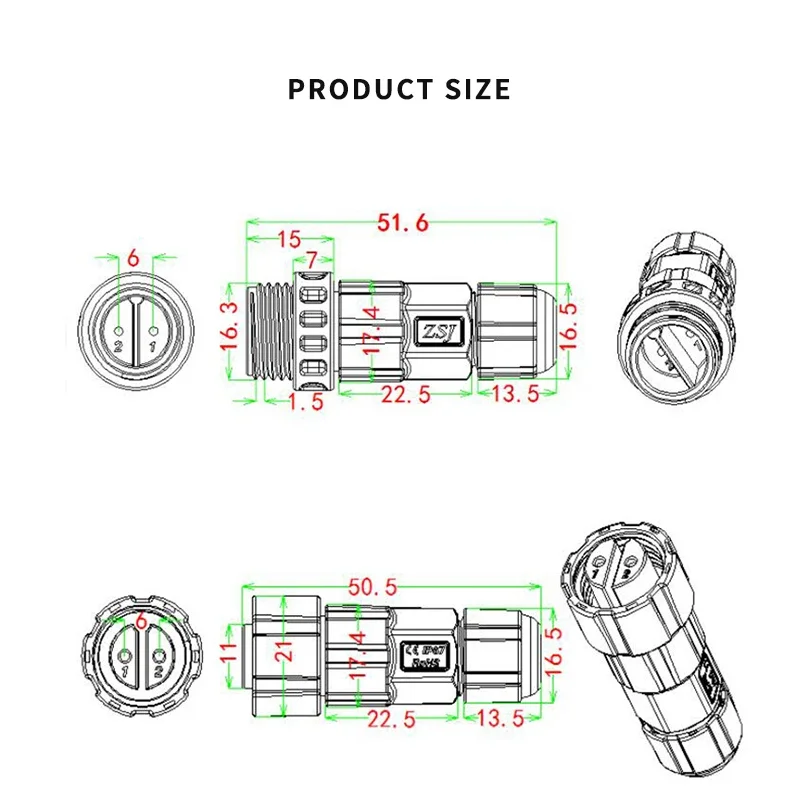 Waterproof M16 Cable Connector IP68 2 3 4 5 6 7 8 9 10 Pin Electrical Wire Plug Screw/Soldering Male Female Power Connectors