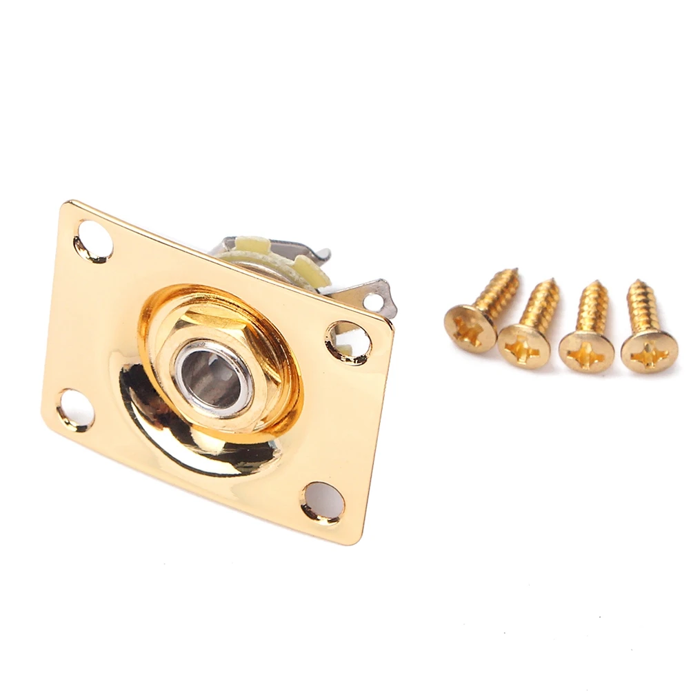 

1/4 Inch 6.35mm Guitar Jack Plate Socket Copper Guitar Pickup Output Jack Plug with Jack Plate Screws for Electric Guitar Bass (