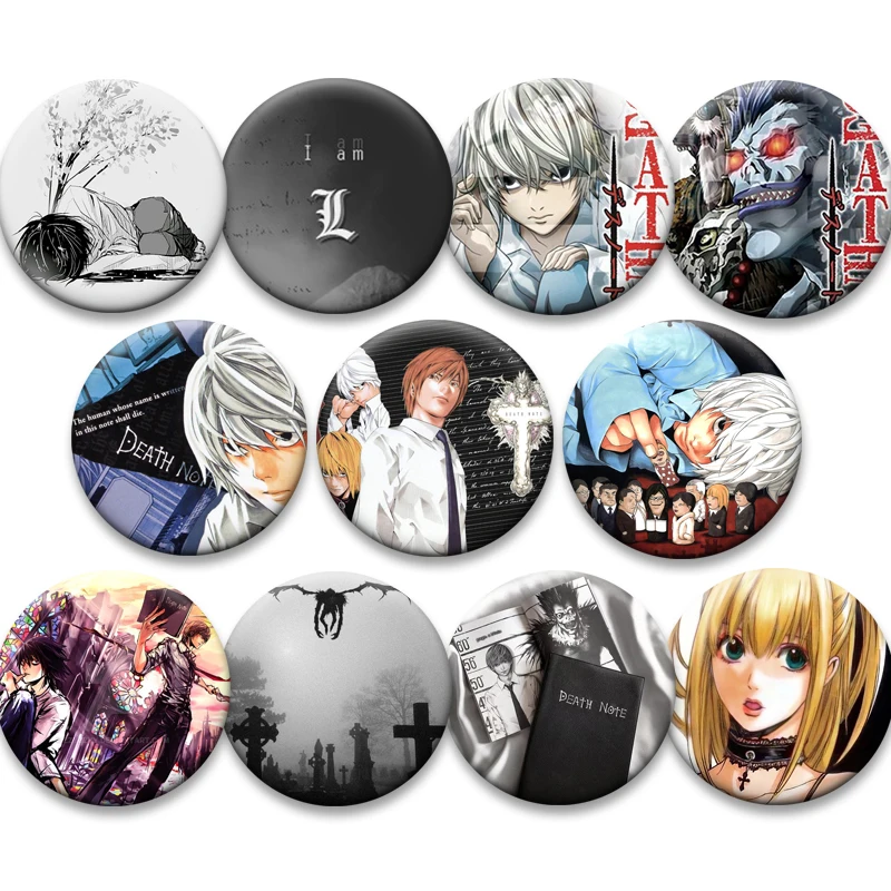 Anime Death Note Pins Ryuk Yagami Light L Lawliet Cartoon Badge Round Exquisite Brooches for Backpack Accessory Handmade Gift