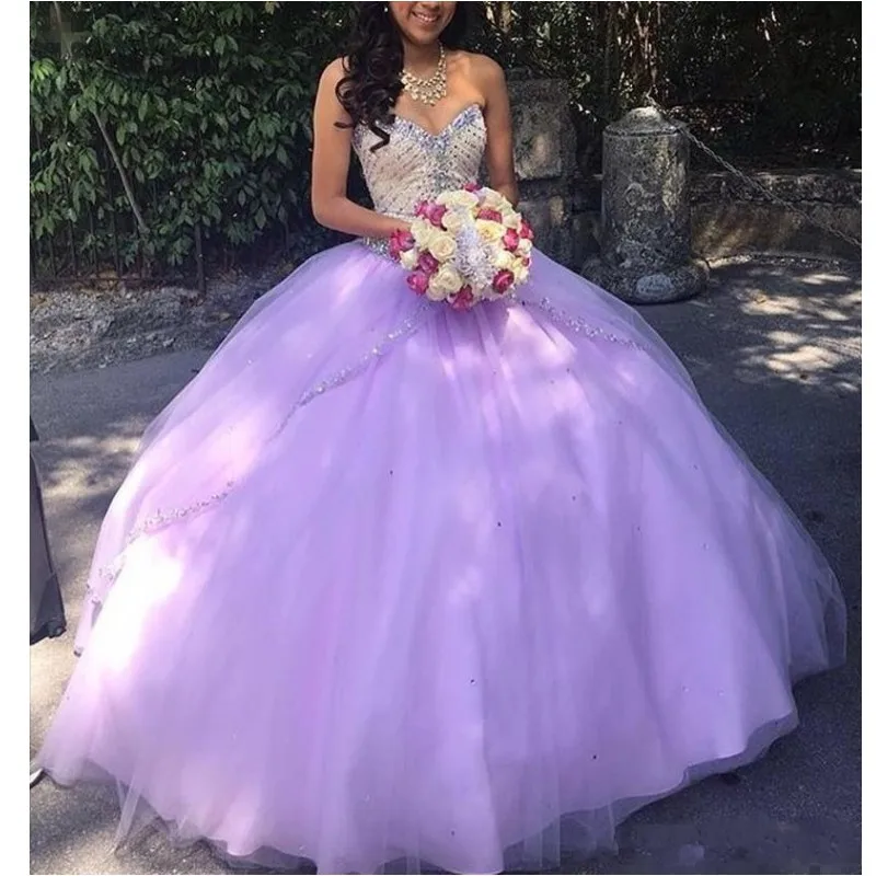 

ANGELSBRIDEP Lavender Ball Gown Beads Crystals Quinceanera Dresses Brithday Prom Party Sweet 16 Dress Vestido De Baile