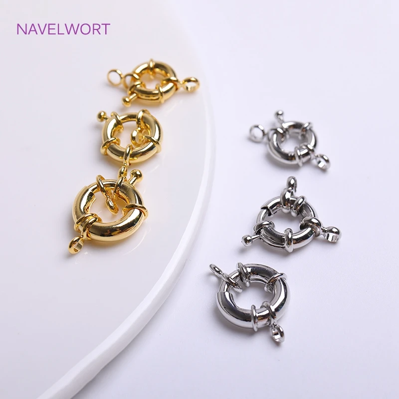 Multi Sizes Brass Spring Ring Clasp with Attach Rings 18K Gold Plating Sailor Clasps Connector DIY Jewelry Making Accessories